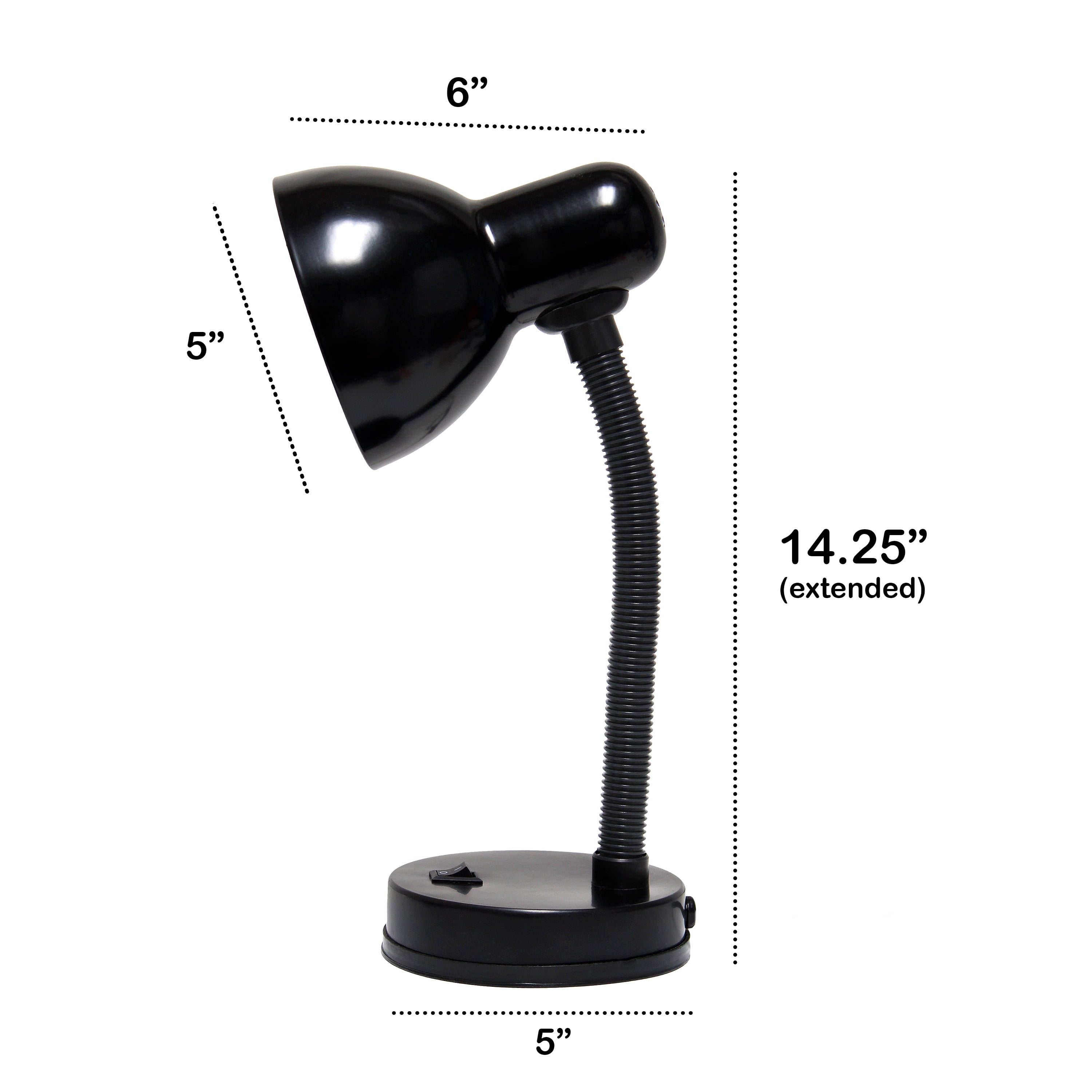 Creekwood Home 14.25" Traditional Desk Lamp with Flexible Gooseneck with LED Bulb, Black