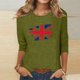 thumbnail image 3 of Blusas para Mujeres Casual 3/4 Manga Cuello Redondo Impreso Suelto, Mujer 3/4 Manga Tops Y Blusas para Diario, 3 of 4