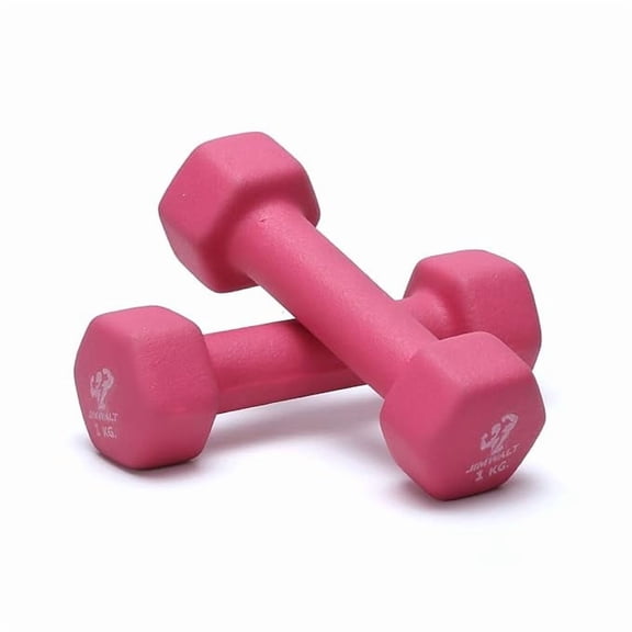 JIMWALT Premium Half Coating Cast iron Neoprene Dumbbells - 0.5KG to 10KG Proudly Made in India (Light pink)