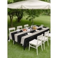 thumbnail image 3 of Outdoor Tablecloth with Umbrella Hole and Zipper, Black White Striped Rectangle Table Cloth 60x102 Inch Waterproof Tablecloth, Farmhouse Vintage Shabby Chic Wood Grain Picnic Table Cover for Patio, 3 of 7
