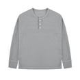thumbnail image 6 of Boys Casual Long Sleeve Shirt, Soft Henley Top for Kids, Waffle Knit Thermal Shirt with Ribbed Cuffs, Gray,Size 11 T, 6 of 6