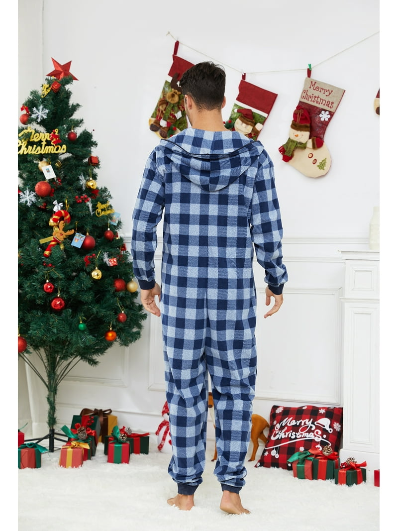 U2SKIIN Couple Onesie Pajama Sets, Hooded Zipper Christmas