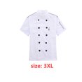 thumbnail image 3 of Chef abrigo manga corta con botones bolsillos cocinero chaqueta de cocina elegante ropa de trabajo desgaste uniforme traje para restaurante hotel cafetería cocina blanco 3xl Eigraketly HA012101-05, 3 of 7