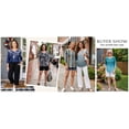 thumbnail image 6 of Fantaslook 3/4 Length Sleeve Womens Tops Dressy Casual Boho Blouses V Neck Pleated Tunic Tops Work Shirts, 6 of 9
