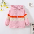 thumbnail image 2 of Girls Coats And Jackets Patchwork Hooded Toddler Windproof Zipper Pink Going Out Fall Tops for Girls ,3-4 Years, 2 of 6