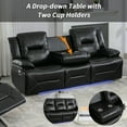 thumbnail image 5 of 3-Seater Home Theater Recliner Sofa, Manual Recliner Sofa with LED Light Strip & Built-in Cup Holders, Movie Theater Sofa for Living Room, 5 of 27