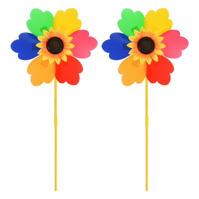 Uxcell 2 Sets Molinete de Viento - Molinetes de 29.5 Pulgadas para Jardín y Patio, Aplicable a Decoración de Jardín / Arte de Patio (Molino de Viento Arcoíris)