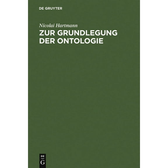 Zur Grundlegung Der Ontologie, (Hardcover)