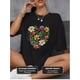 thumbnail image 1 of Round Neck Retro Casual Print T-shirt Top Women's Clothing, 1 of 6