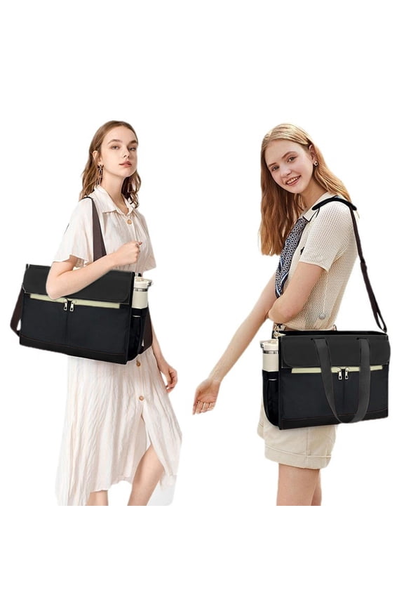 Insulated Laptop Lunch Bag, Women Work Tote 15.6in, Large Capacity Lunch Compartment, Waterproof Office Travel Bag, Shoulder Tote for School and Outdoor