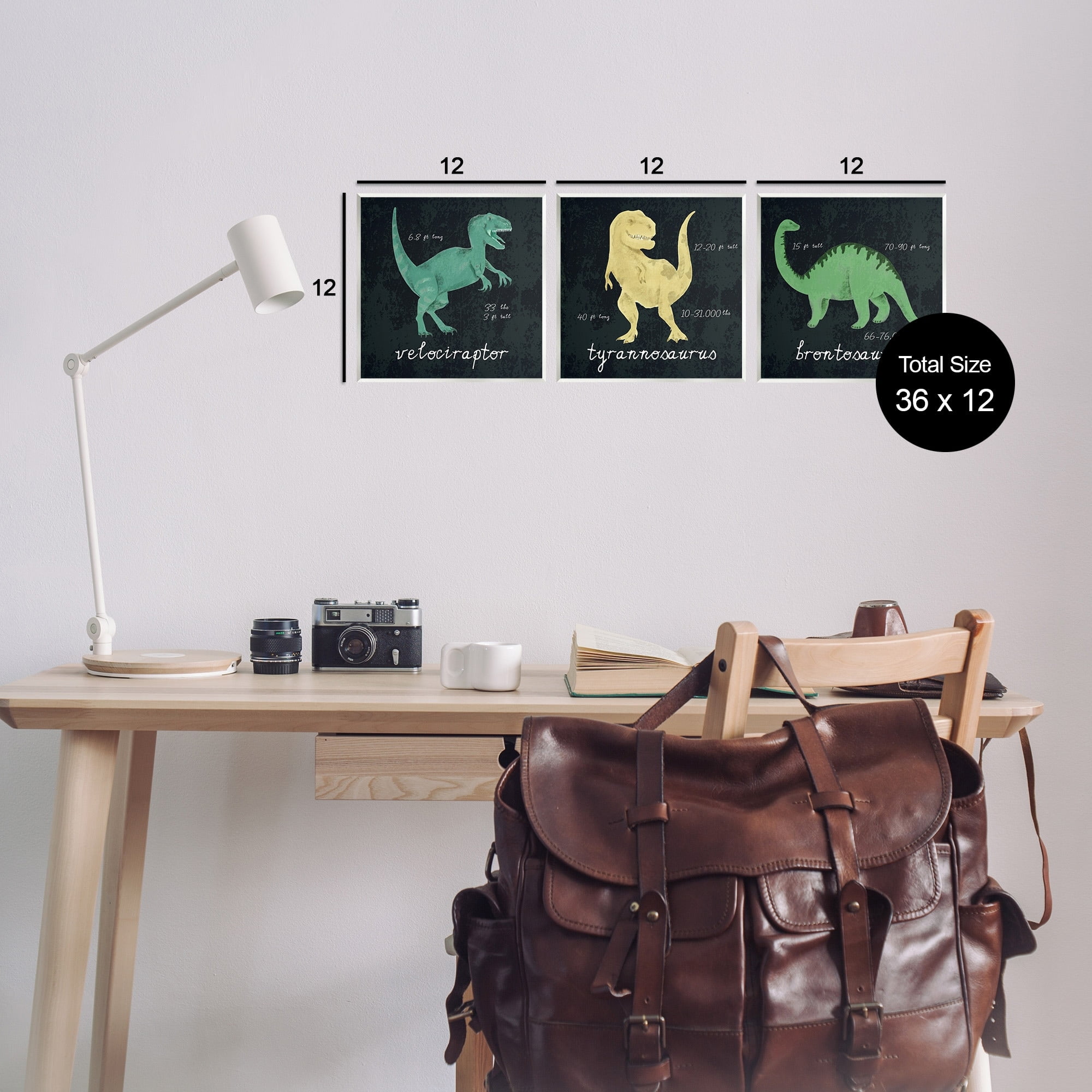 Stupell Industries Kid's Dinosaur Size Facts Chalk Inspired Design Wall Plaque by Daphne Polselli