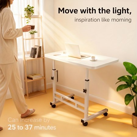 Office computer desk computer desk laptop desk desk multifunctional folding table with wheels adjustable height and storage rack-ideal for bedroom living room outdoor office and study