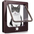 thumbnail image 2 of Puerta para Gatos Marrón con Magnética de 4 Direcciones para Madera, Vidrio, PVC, para Gatos y Perros Pequeños, Puerta para Gatos con Túnel L 23.5*5 *27CM, 2 of 5