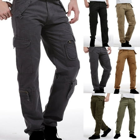 QATAINLAV Men s Outdoor Ripstop Hiking Pants Lightweight Casual Tactical Pants Solid Color Multi Pockets Straight Leg Cargo Pants Workwear Yellow L Sale of The Day Clearance