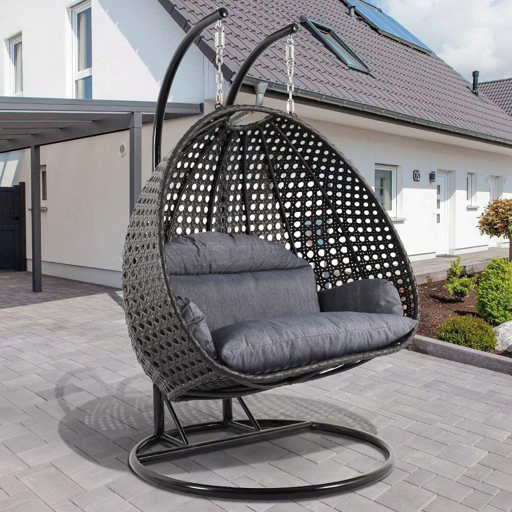 Best Double Seat Wicker Hanging Chair for Adults and Children with 15cm