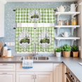 thumbnail image 6 of Kitchen Window Curtains Valance and Tier Set, Easter Green Truck with Gnomes on Wood Plank Rod Pocket Tier Curtain Valance Set, Buffalo Plaid Light Filtering Cafe Curtains for Bedroom Living Room, 6 of 9