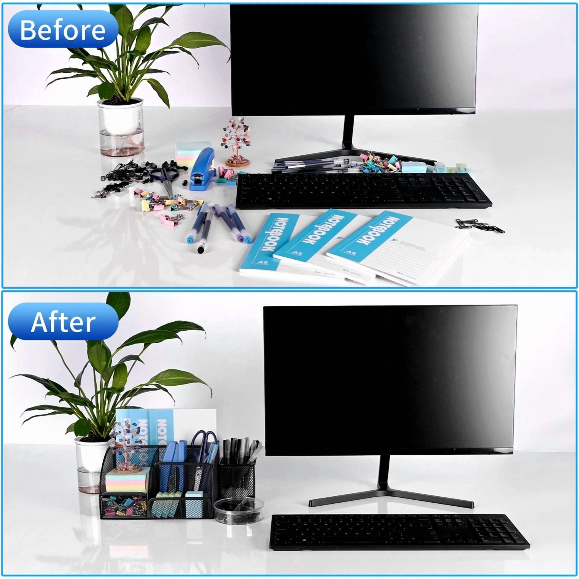 Office Desk Organizer Set Mesh Desktop Supplies Multi-Functional 6 Compartments