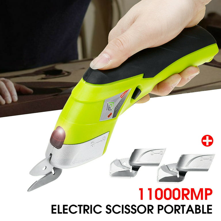 Cordless Electric Scissors Upgraded, Uaoaii 4V Electric Cardboard Box  Cutter w/Storage Case, Safety Lock & LED Light, Rechargeable Fabric Cutter  Power