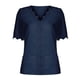 thumbnail image 4 of Puntoco Moda Mujer Casual Sólido Manga Corta V-Cuello Encaje Camiseta Blusa Tops Liquidación Puntoco Puntoco-6206, 4 of 5