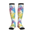 thumbnail image 2 of Socks Calf Pressure Socks Breathable Moisture Absorbent 11.8in×7.9in Full Print Designed For Hiking Walking Sports Aliceblue Tie-Dye Background Rainbow Colors (2) 3 Black, 2 of 8