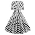 thumbnail image 7 of Hvot&aat Women's 1950s Retro Rockabilly Polka Dots Dress Elegant Ruched V Neck High Waist A-line Swing Cocktail Party Dresses, 7 of 7