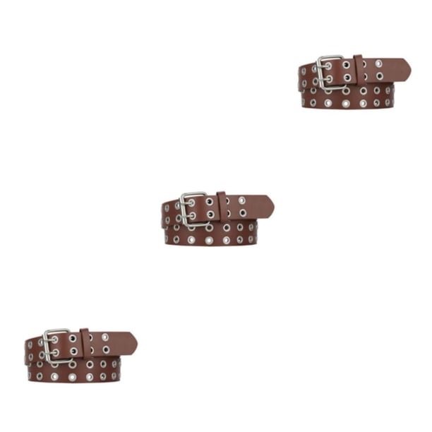Cintura vaquera Minnieouse anticorrosión para mujer con cinturón de hebilla de aleación Punk Café 110cm