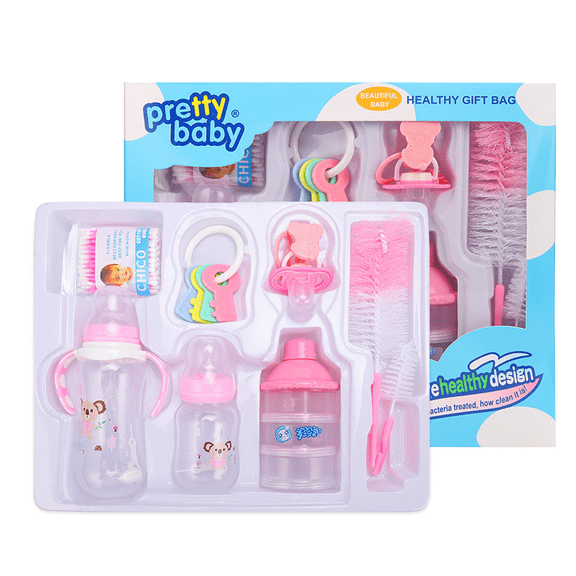 BUTOMKY Newborn Baby Bottle Gift Set, Anti-Colic Wide Neck Feeding Bottles with Baby Bottle,Bottle Brush & Baby Care Accessories for Baby Shower