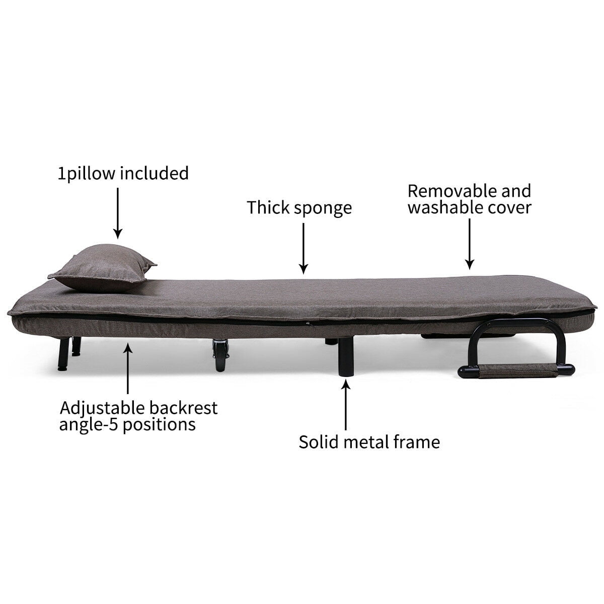 Lowestbest Folding Lazy Sofa Chair, Recliner Chair, Sofa Bed, Floor Chair, Adjustable Sofa Couch Beds, Lounge Chair, Brown Lowestbest Folding Lazy Sofa Chair, Recliner Chair, Sofa Bed, Floor Chair, Adjustable Sofa Couch Beds, Lounge Chair, Brown