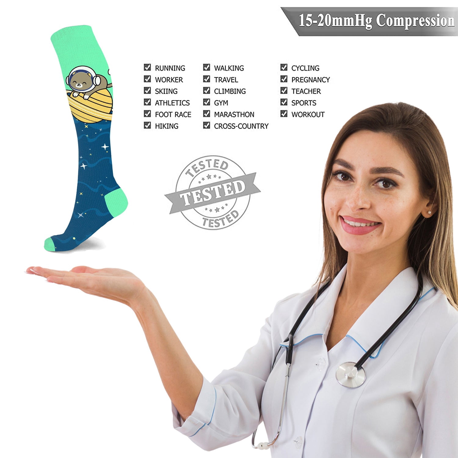 Bunny, Chicks And Pets Love Expressive Knee-High Compression Socks - 6 Pair