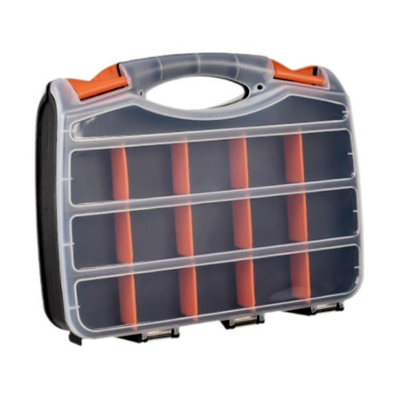 Caja organizadora de herramientas de doble cara con 34 compartimentos Caja de aparejos de pesca de contenedor de almacenamiento de hardware para perno