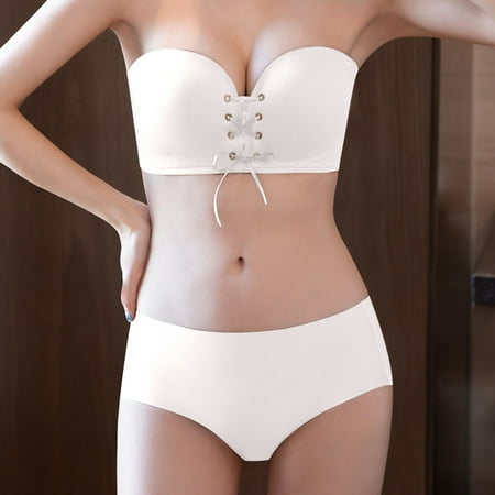 

Lopecy-Sta Front Lacing Non-slip Strip Strapless Underwear Gathering Wipe Chest Type Anti-slip Traceless Bra Women s Suit Womens Bras Sales Clearance Bralettes for Women White