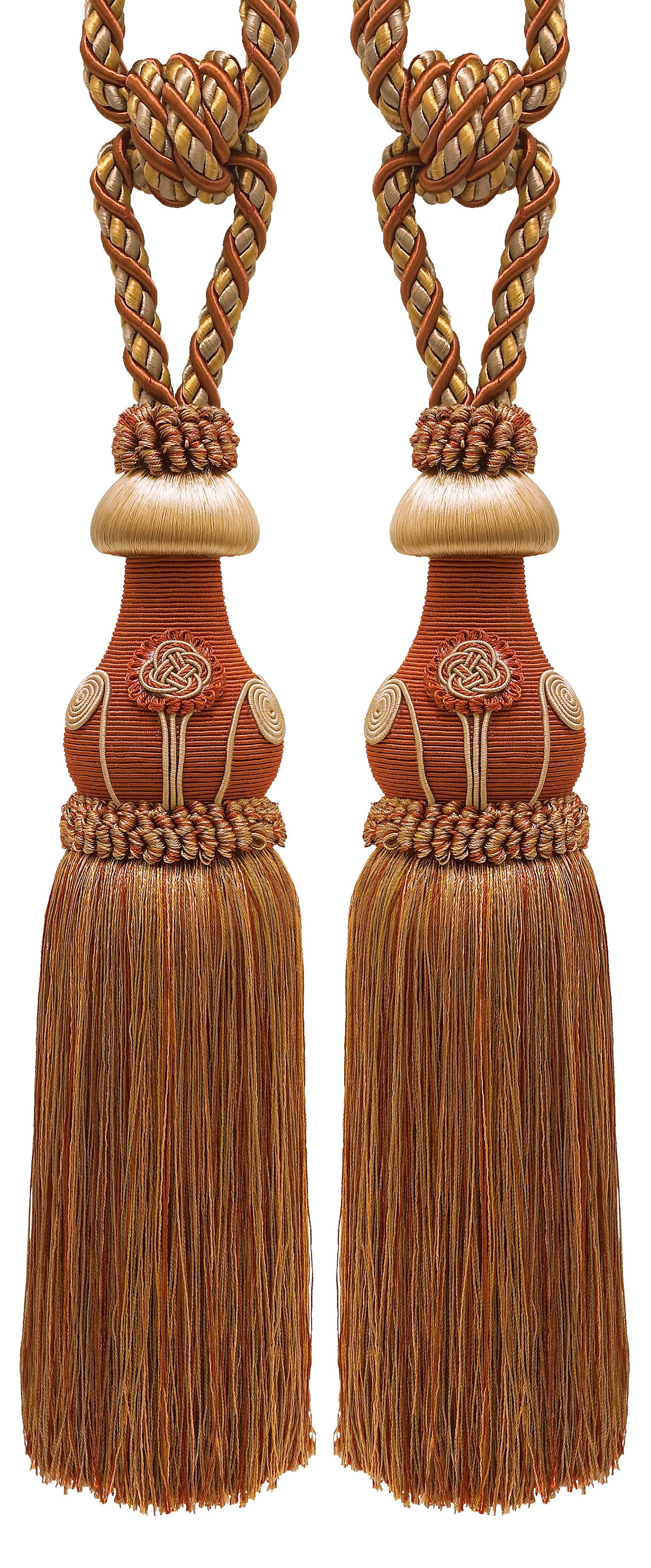 Pair of Decorative RUST GOLD Curtain & Drapery Tassel Tieback /12 ...