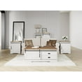 thumbnail image 4 of WAMPAT 2 in 1 Coffee Table with Sliding Barn Door,Rustic Center Table with Hidden Storage Compartment and Drawers for Living Room,Office,Antique White, 4 of 4