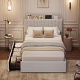 thumbnail image 4 of Bingirl Gray Twin Size Bed Frame with Boucle Upholstered Storage Headboard and 2 Drawers, Bookcase Included, Easy Assembly, No Box Spring Needed, 4 of 7