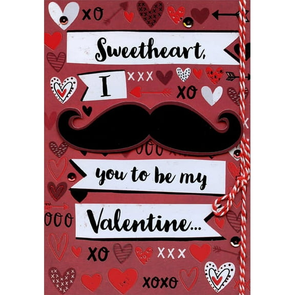 Designer Greetings Tip On Mustache Hand Decorated: Sweetheart Masculine Premium Valentine's Day Card