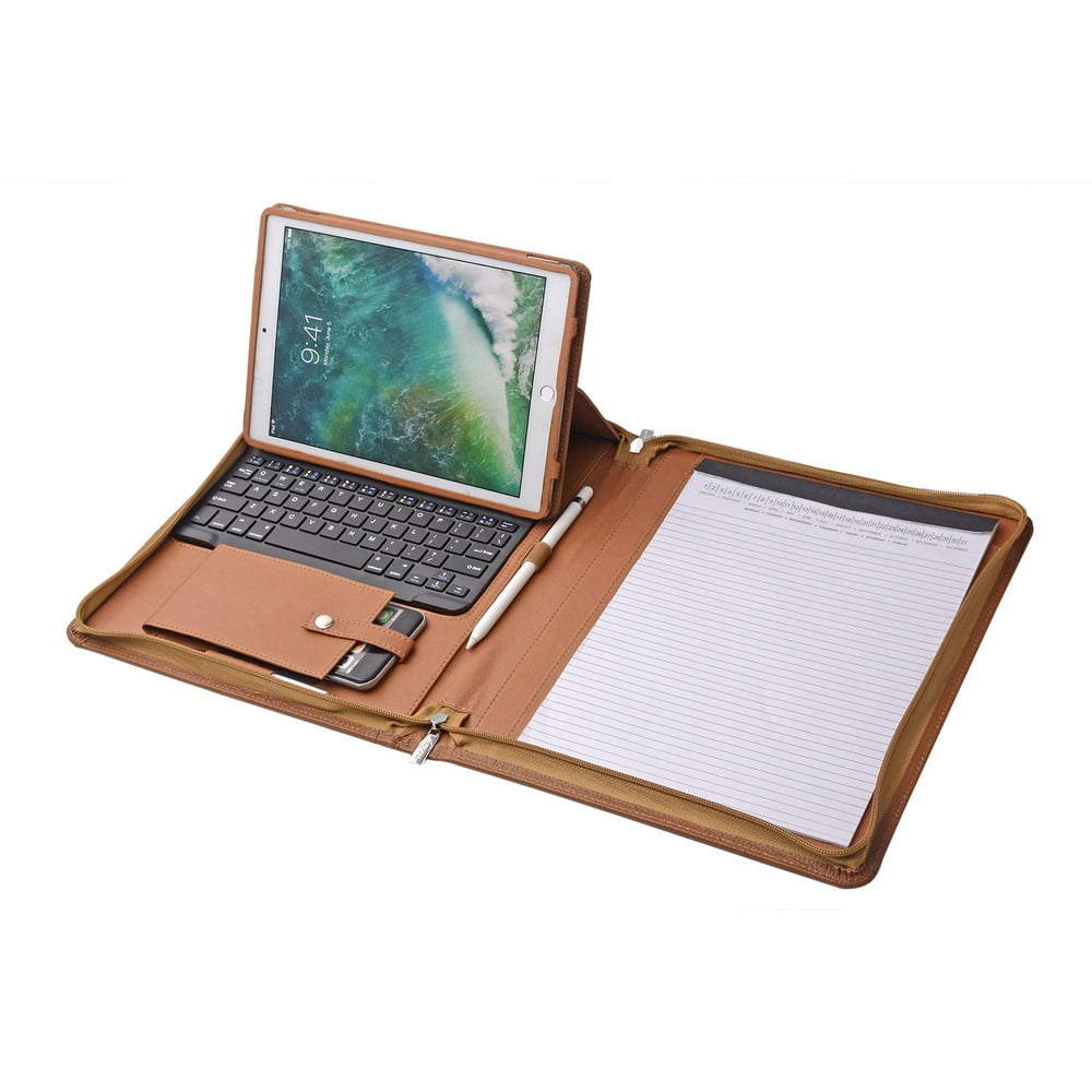 iPad Keyboard Portfolio, Executive Leather Padfolio Case with Bluetooth