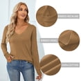 thumbnail image 4 of QUALFORT Women’s 100% Cotton V-Neck Pullover Sweater, Long Sleeve Lightweight Sweater for Women, Soft Classic Solid Color Knit Top, 4 of 9