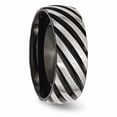 thumbnail image 4 of Stainless Steel 8mm Men's Black IP-plated Swirl Matte Brushed Finish and Wedding Band Ring Size 8.5, 4 of 7