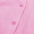 thumbnail image 6 of GiLiling Girls Casual 2 Piece Outfit Linen Long Sleeve Button Down Shirt and High Waist Drawstring Shorts Set (Pink, 6-7 Years), 6 of 9