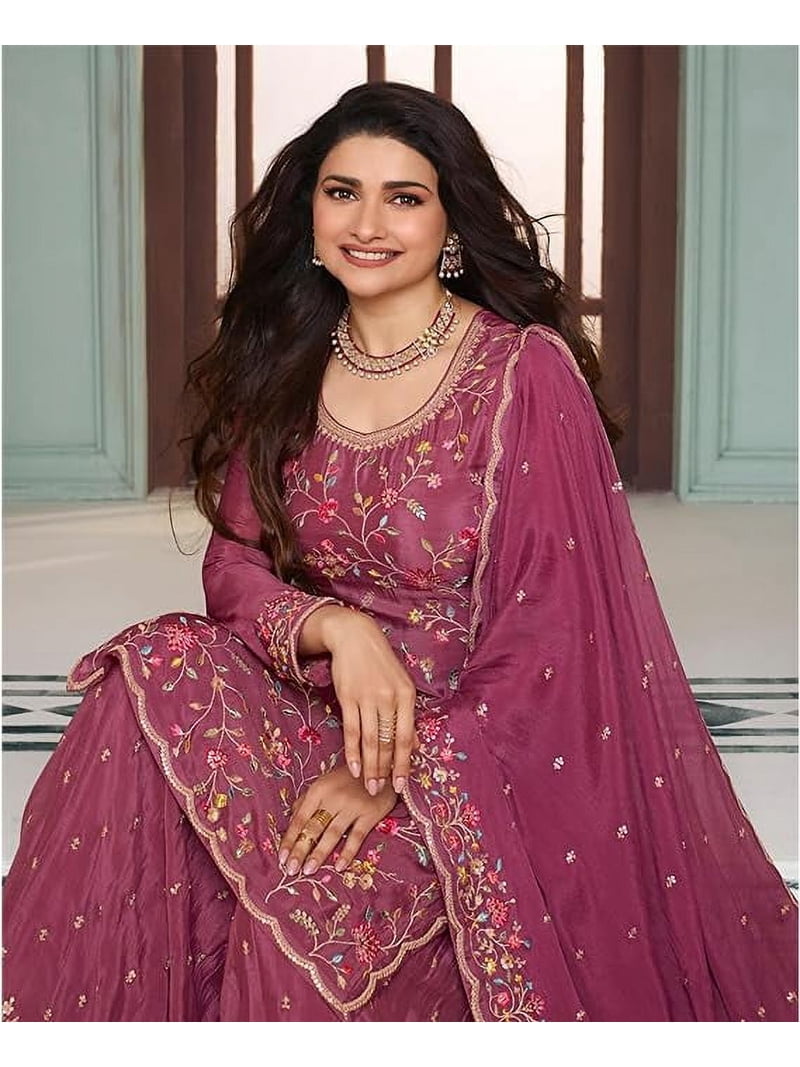 STYLISHFASHION Stylish Women's Wear Pakistani Palazzo Dress Indian Designer Shalwar Kameez Suits ( Pink, XXL - 46 ), Size: 2XL - 46