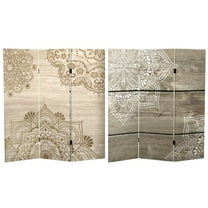 4 ft. Short Double Sided Mandala on Oak Canvas Folding Screen