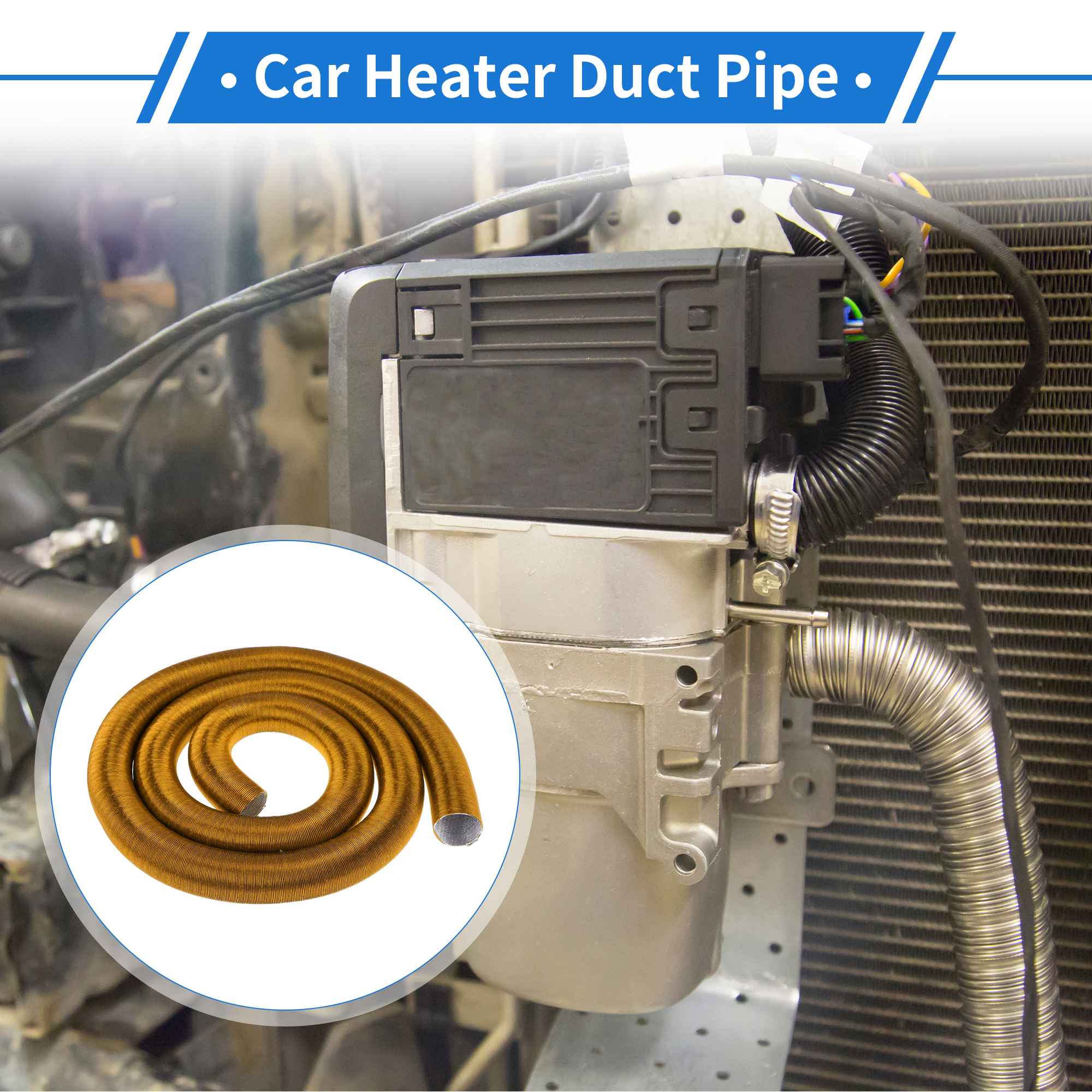 Unique Bargains 42mm Dia 500cm Car Heater Duct Pipe   Aluminum Foil Warm Air Ducting Hose for Diesel Heater Gold Tone