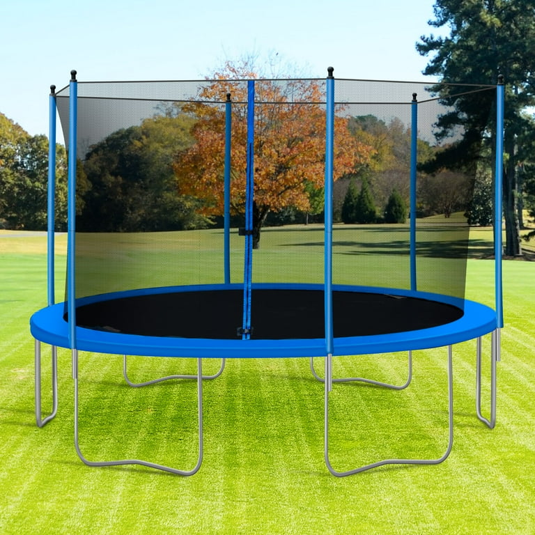 13 FT Outdoor Trampoline for Backyard Outdoor Trampoline with Safety Enclosure Net Steel Tube Circular Trampolines for Adults Kids Family Jumping