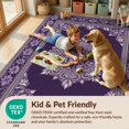 thumbnail image 4 of Design&I 8'x10' Washable Area Rug Purple Symmetrical Para Ornament Bordered Traditional Bedside for King Size Bedroom, Under Bed, Sleek Flatweave Pet Friendly, 4 of 7