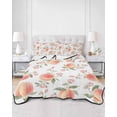 thumbnail image 2 of Quilts King Size Bedding Set, Peach Lightweight Quilted Comforter, Spring Floral Green Leaf Botanical Pink Fruit Soft Reversible Bedspread Coverlet with Pillow Covers for All Season, 96" x 106", 2 of 7