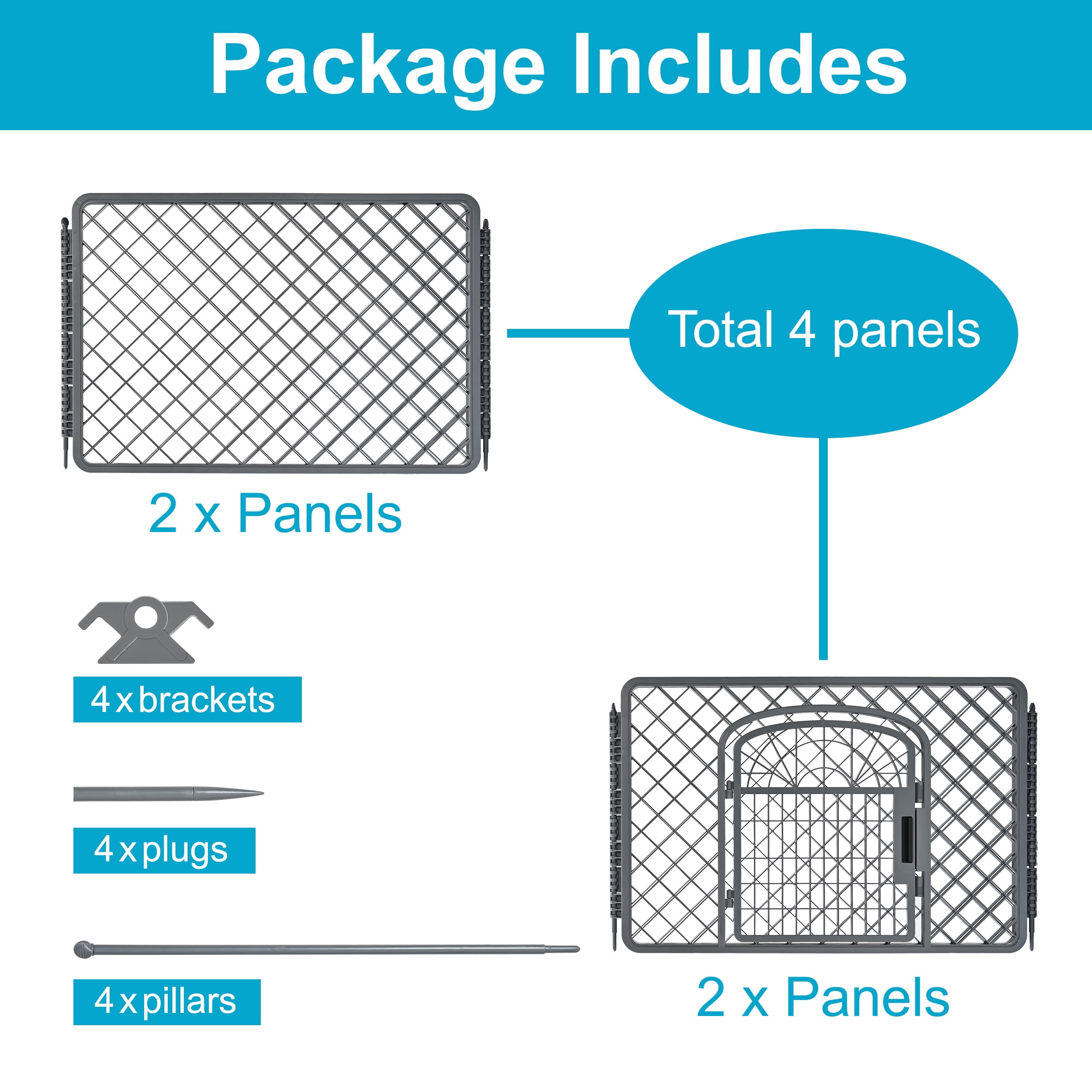 Vibrant Life 4-Panel Plastic Playpen for Dogs, Dark Gray, 24"