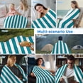 thumbnail image 5 of Teal Striped Cooling Blanket, Lightweight Breathable Summer Throw Blanket with Double Sided Cold Effect,Simple Art Vertical Stripe Farmhouse Picnic Beach Blankets Bed Sheet for Hot Sleepers 30"x40", 5 of 8