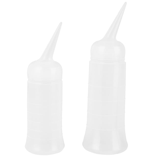 OULII 3Pack Shampoo Container for Adults Home Use Hair Dyeing 11.8x2.2x2.2in Curved Translucent Applicator
