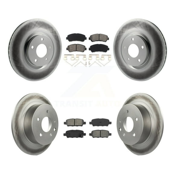 Transit Auto Front Rear Coated Disc Brake Rotors and Semi-Metallic Pads Kit for Car 2007-2012 Nissan Sentra SE-R Spec V KGS-101011