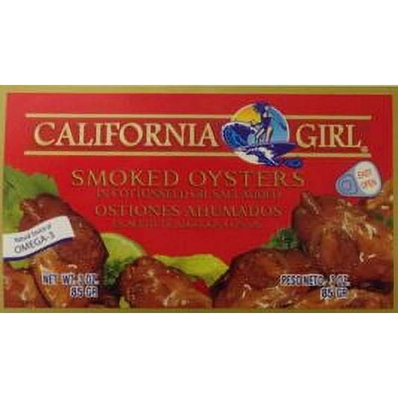 California Girl Salted Smoked Oysters in Cottonseed Oil, 3 oz